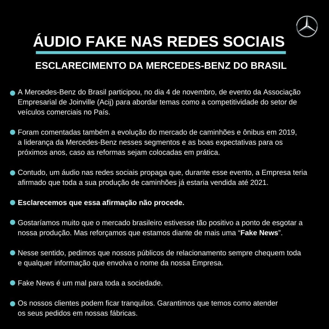 Imagem ilustrativa da notícia: Mercedes-Benz é alvo de fake news